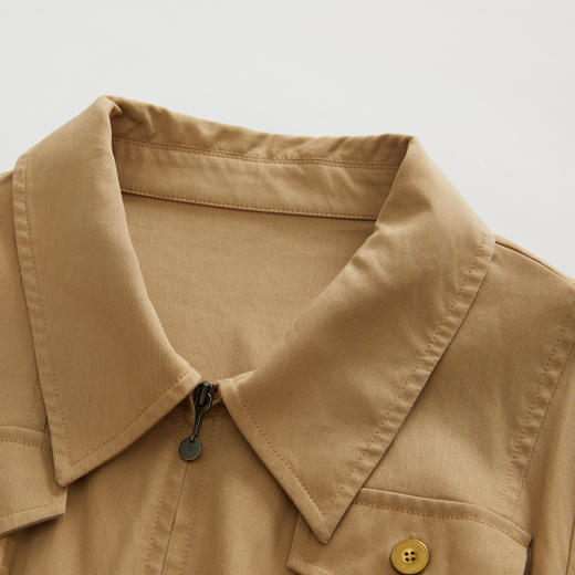 谜底23春季新款简约通勤净色收腰显瘦中长款连衣裙长袖231ML0155 商品图3