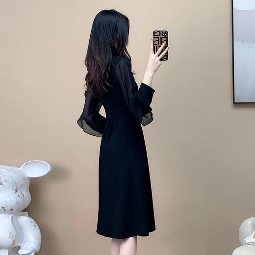 奢姿2024春季装新款大码女装胖妹妹气质方领荷叶花边连衣裙9923852134 商品图3