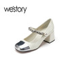 westory2023春季新款粗跟钻扣法式复古玛丽珍女单鞋55371 商品缩略图4