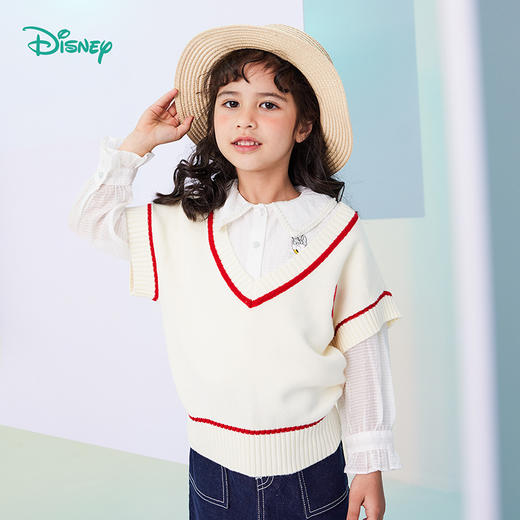 【商场同款】迪士尼童装女童针织马甲潮搭桃心领中大童女孩宝宝背心马甲春秋季 商品图9