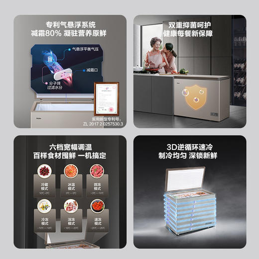 海尔226升冰柜家用冷柜小型商用大容量保鲜冷冻减霜 商品图1