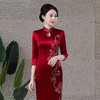 DNO-1AH8585礼服女酒会醋酸旗袍婚庆年会贵夫人红色连衣裙 商品缩略图4