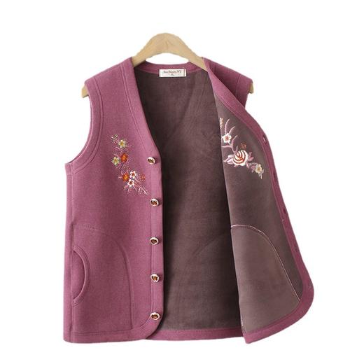 秋冬季新款马夹老年人保暖内衣女，加绒加厚马甲大码奶奶装绣花坎肩TYWF-853 商品图4