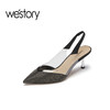 westory春夏优雅尖头细跟单鞋女浅口空鞋55811 商品缩略图1