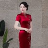 DNO-1AH8585礼服女酒会醋酸旗袍婚庆年会贵夫人红色连衣裙 商品缩略图3