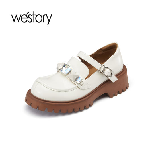 westory2023年春季新款甜辣jk英伦学院风真皮时髦高级厚底乐福鞋55411 商品图1