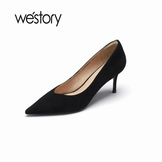 westory2023春季新款细跟优雅通勤高跟鞋浅口单鞋女55821 商品图1