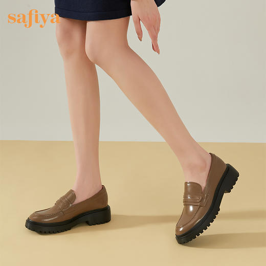【新春秒杀】Safiya/索菲娅 英伦学院风2023年新款软皮一脚蹬厚底JK小皮鞋 SF31112023 商品图8