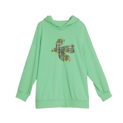 谜底中长款卫衣女23春季新款时尚百搭连帽宽松套头绣花231MV0127 商品图4