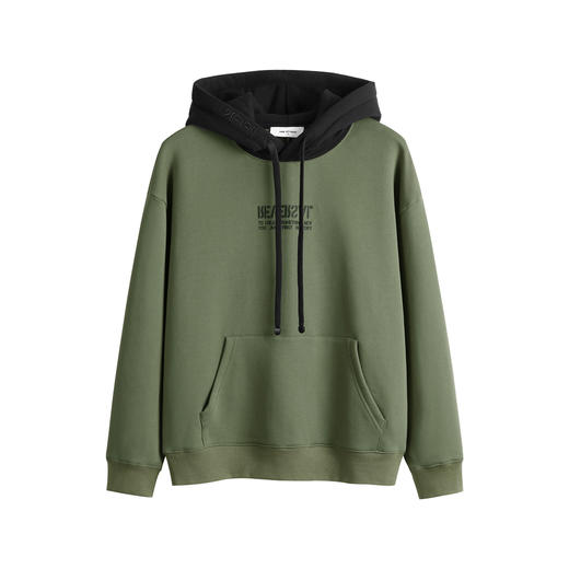 HIM漢崇 卫衣男21秋冬宽松慵懒风撞色连帽下摆字母小众设计感上衣 商品图4