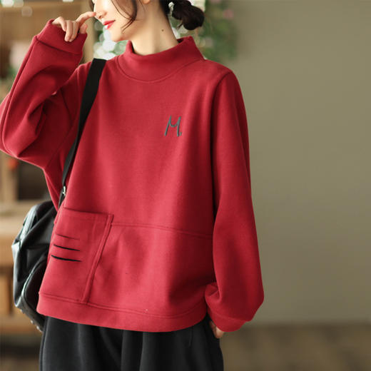 L26564冬季新款加厚保暖套头绒衫女士休闲宽松上衣 商品图0