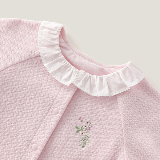 英氏婴儿哈衣女宝连体衣23春夏新款花边长袖外出爬服YRHAJ1P156A 商品图2