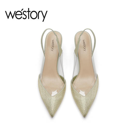 westory春夏优雅尖头细跟单鞋女浅口空鞋55811 商品图4