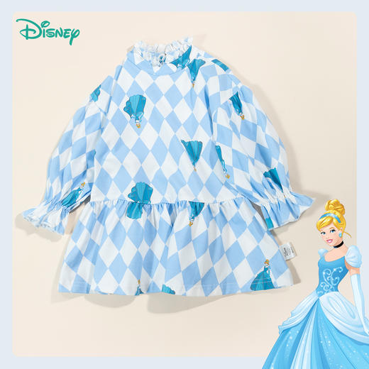 【商场同款】迪士尼童装女童连衣裙清新蓝春秋夏季舒适棉灰姑娘满印可爱裙子221DQ0111
 商品图1