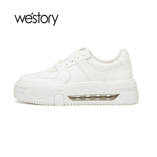westory2023年春季新款真皮增高厚底低帮小白鞋百搭透气板鞋55691 商品图1