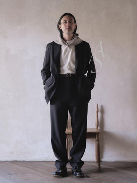 Margaret Howell  男士炭黑色毛呢长裤