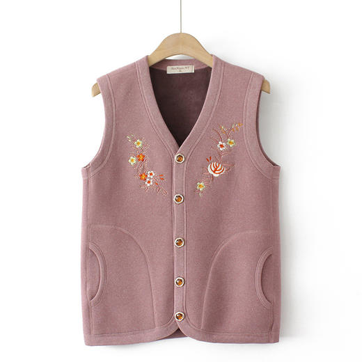 秋冬季新款马夹老年人保暖内衣女，加绒加厚马甲大码奶奶装绣花坎肩TYWF-853 商品图6