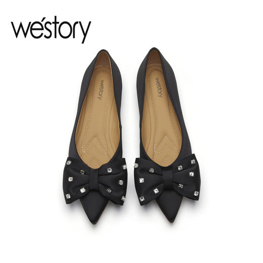 westory2023春季新款一脚蹬细猫跟优雅浅口尖头单鞋女55651 商品图2