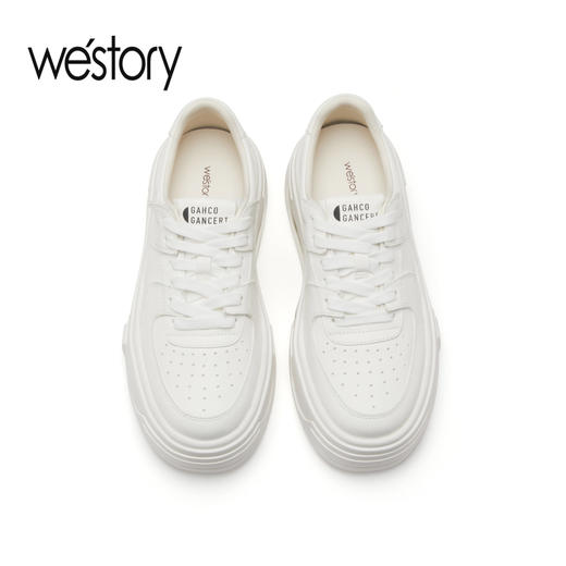 westory2023年春季新款真皮增高厚底低帮小白鞋百搭透气板鞋55691 商品图2