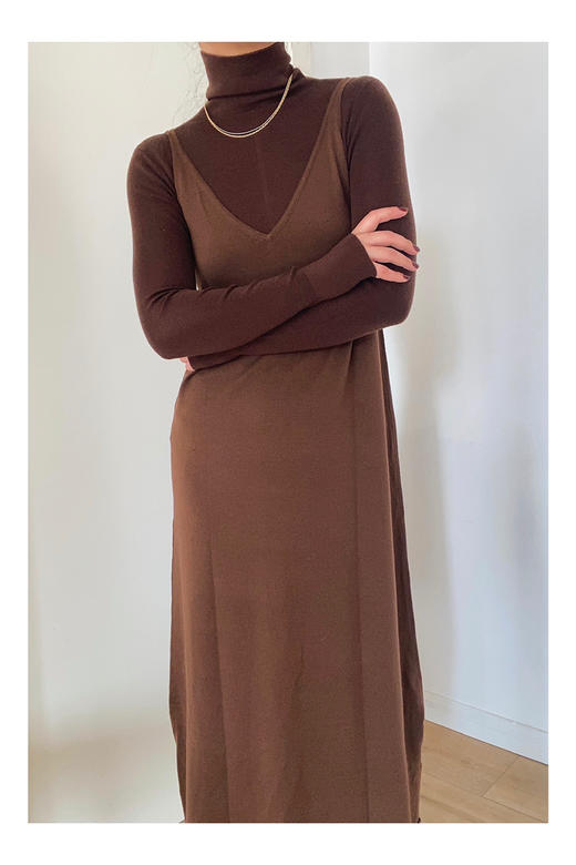 LECRESCENDO | 羊毛吊带裙 [ 巧克力 ] 商品图2