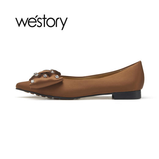 westory2023春季新款一脚蹬细猫跟优雅浅口尖头单鞋女55651 商品图3