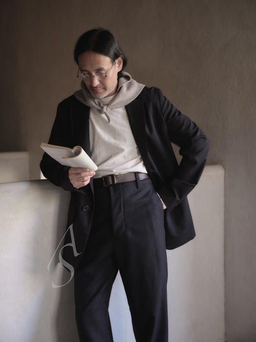 Margaret Howell  男士炭黑色毛呢长裤 商品图2