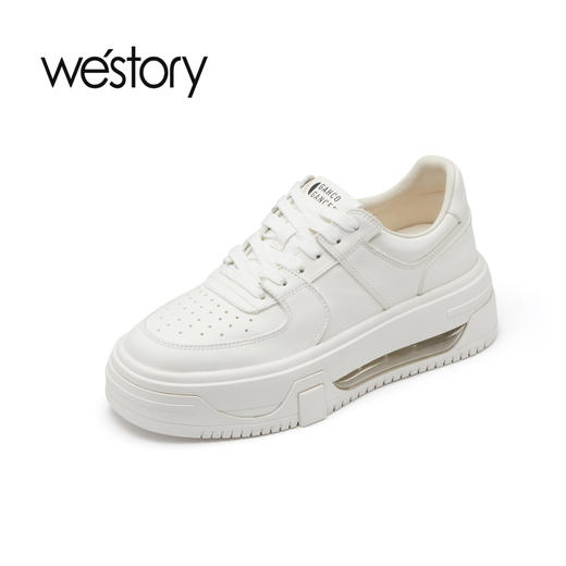 westory2023年春季新款真皮增高厚底低帮小白鞋百搭透气板鞋55691 商品图0