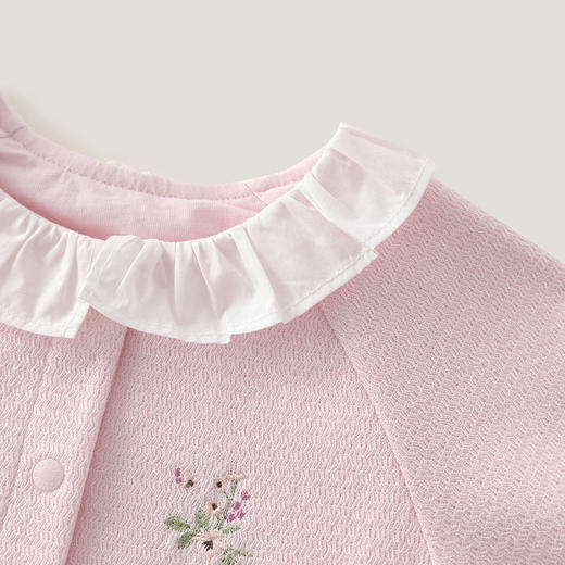 英氏婴儿哈衣女宝连体衣23春夏新款花边长袖外出爬服YRHAJ1P156A 商品图3