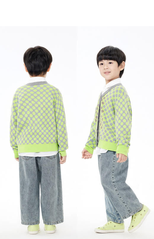 JNBY   23年春款  纯棉波点图案短款开襟毛衫  1N1311540 商品图7