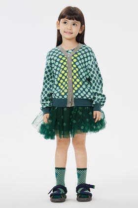 JNBY   23年春款  纯棉波点图案短款开襟毛衫  1N1311540