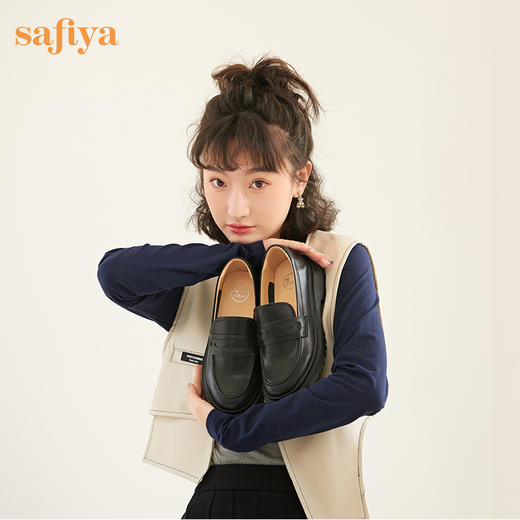 【新春秒杀】Safiya/索菲娅 英伦学院风2023年新款软皮一脚蹬厚底JK小皮鞋 SF31112023 商品图0