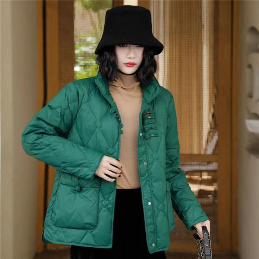 TZW-丝线盘扣设计感白鸭绒羽绒服女款2022年新款冬季保暖时尚短外套潮 商品图4