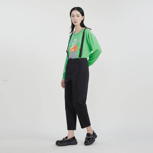 谜底长裤女2023春季新款简约百搭可拆卸背带休闲裤女231MK0161 商品图1