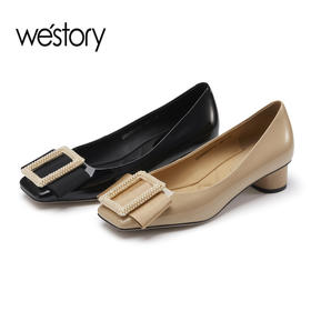 westory232023春季新款圆头豆豆鞋乐福鞋女软平底55501