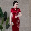 DNO-1AH8585礼服女酒会醋酸旗袍婚庆年会贵夫人红色连衣裙 商品缩略图2