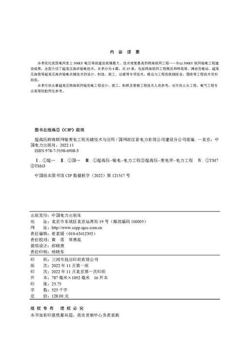 超高压跨海联网输变电工程关键技术与应用 商品图2