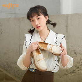 Safiya/索菲娅 复古英伦风2023年春季新款漆皮粗跟厚底JK小皮鞋 SF31112402