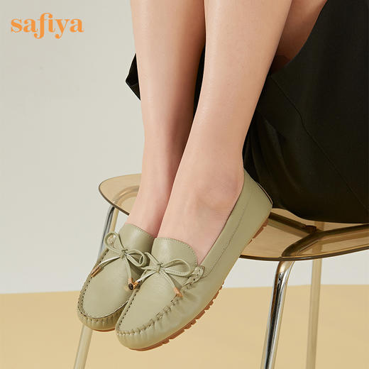 Safiya/索菲娅 舒适软底一脚蹬2023年春款新品百搭浅口防滑豆豆鞋 SF31111122/SF33111122 商品图5