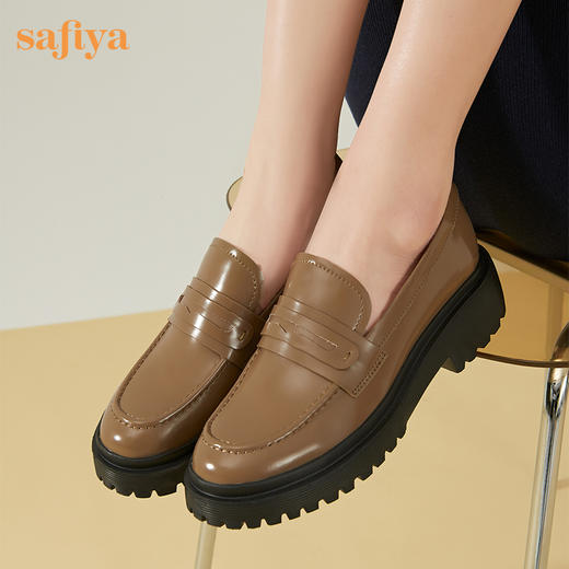 【新春秒杀】Safiya/索菲娅 英伦学院风2023年新款软皮一脚蹬厚底JK小皮鞋 SF31112023 商品图7