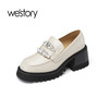 westory2023年春季新款jk英伦学院风真皮钻扣高级厚底乐福鞋55861 商品缩略图4