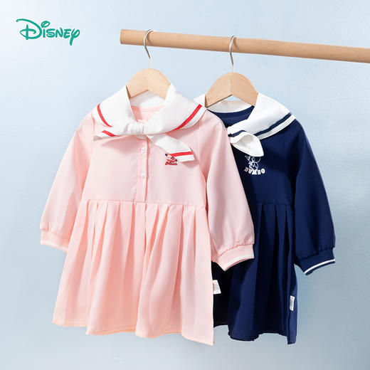 【商场同款】迪士尼童装女童连衣裙校园风可爱米妮小飞象淑女学院派裙子海军风221DQ0103 商品图6