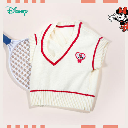 【商场同款】迪士尼童装女童针织马甲潮搭桃心领中大童女孩宝宝背心马甲春秋季 商品图5