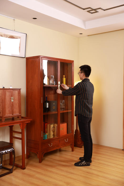 红桥红  家具严选  缅甸花梨（大果紫檀）【196明式玻璃展示柜】 商品图10
