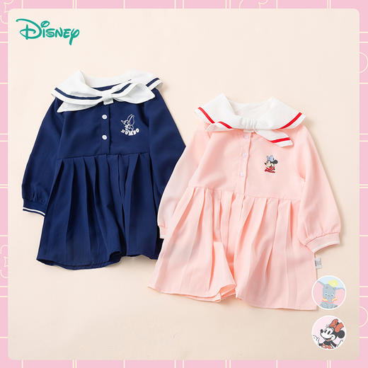 【商场同款】迪士尼童装女童连衣裙校园风可爱米妮小飞象淑女学院派裙子海军风221DQ0103 商品图5