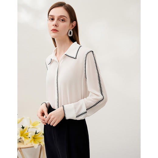 EITIE爱特爱春季新款时尚通勤简约舒适显瘦衬衫女上衣6909608 商品图2
