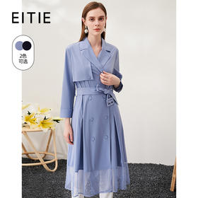 EITIE爱特爱春季新款优雅修身显瘦蕾丝拼接风衣女6904605
