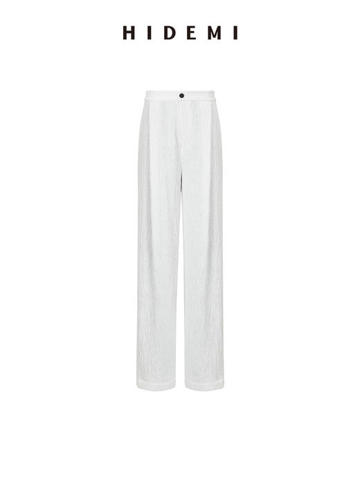 HIDEMI 极简褶皱垂顺感纽扣口袋外套/长裤套装  黑色/白色 商品图14