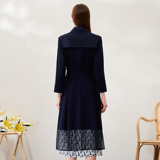 EITIE爱特爱春季新款优雅修身显瘦蕾丝拼接风衣女6904605 商品图10