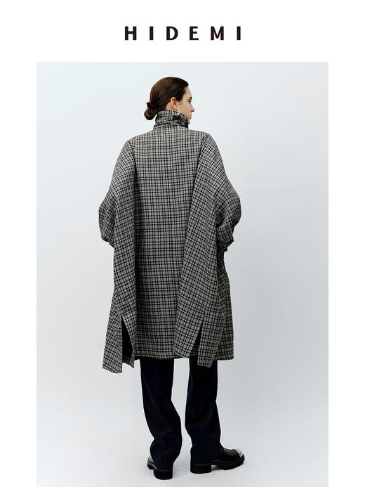 HIDEMI 格纹大廓形伞状廓形极简套装 风衣/中短裤 商品图12