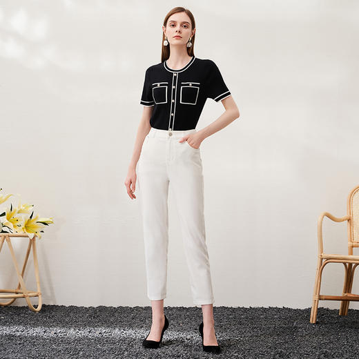 EITIE爱特爱春季新款简约通勤时尚显瘦小脚修身牛仔裤长裤女6905616 商品图3